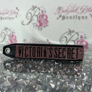 Victoria's Secret lanyard key holder rhinestone bling Pink and Black Bracelet